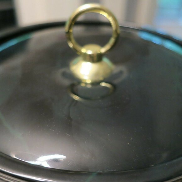 Retro Vintage MCM Ice Bucket Black with Faint Green Texture look & Gold Trim 8" - Picture 2 of 5